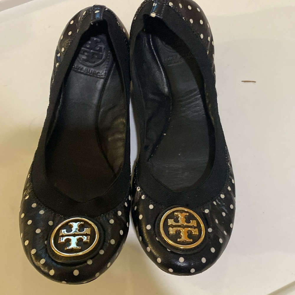 Tory Burch Black and White Polka Dot Flats